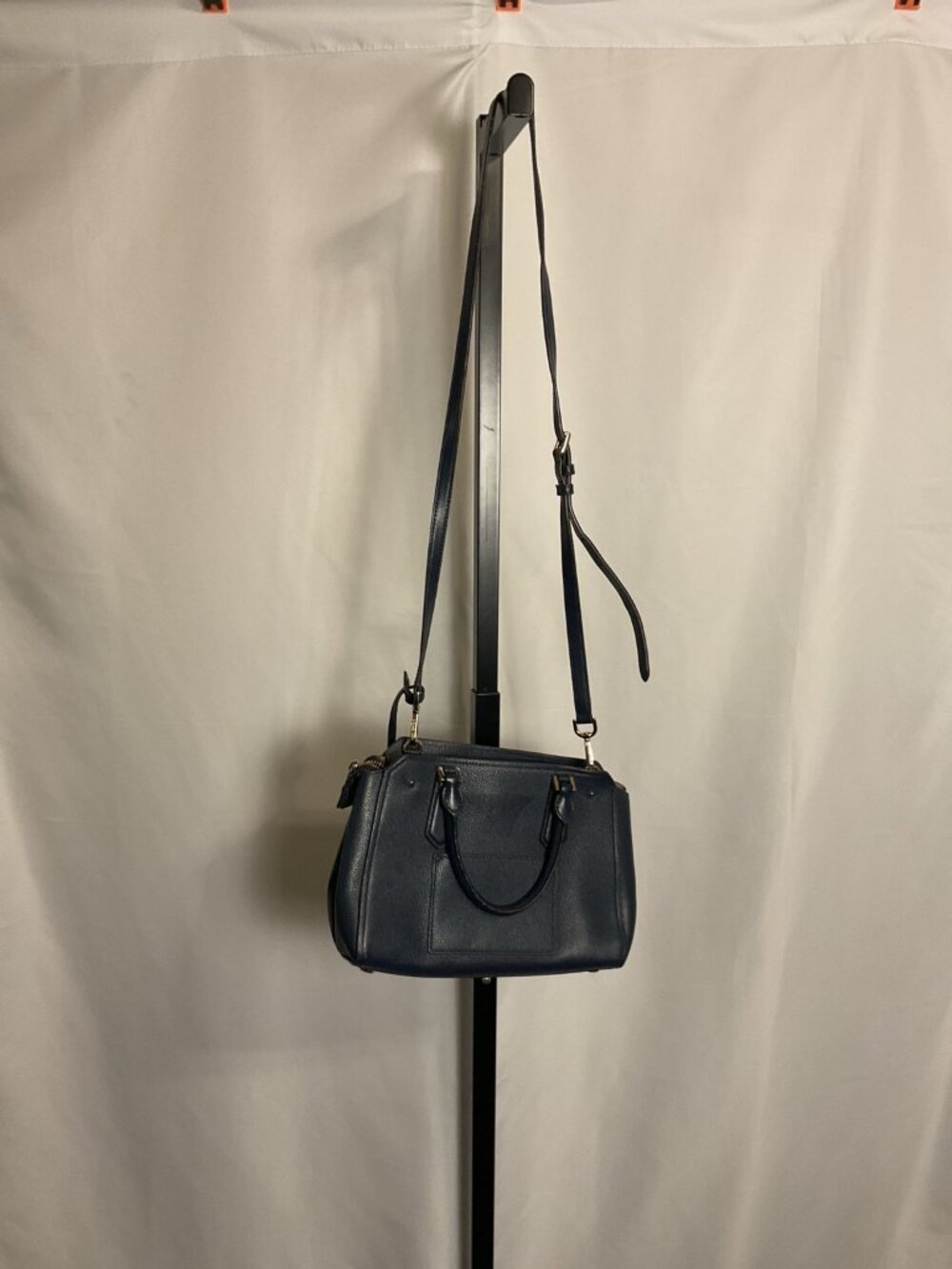 Michael Kors Navy Studded Leather Satchel Crossbody Gold Hardware - Picture 4 of 8